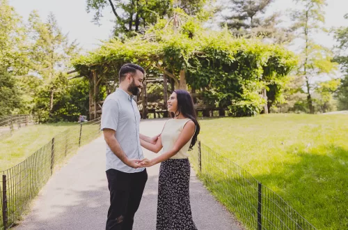 Couple holding hands in Central Park